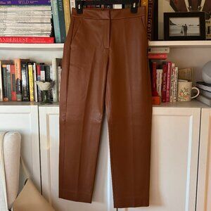 J.Crew Kate straight-leg pant in faux leather in "Saddle"